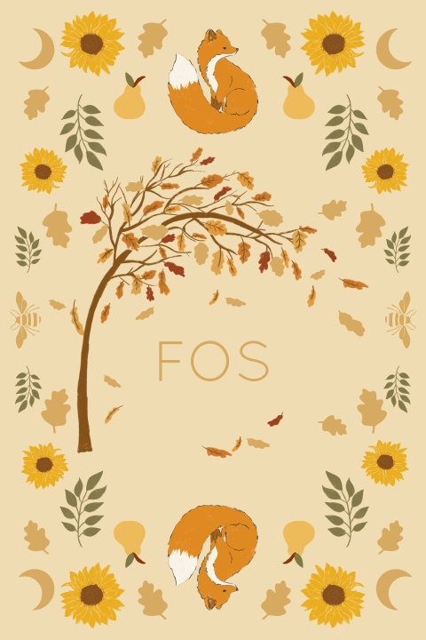 Tuinbord vossen, zonnebloemen en peren 40x60 cm